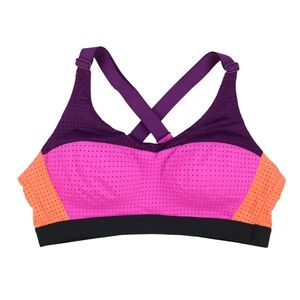 Victoria's Secret Sports Bra Colorblock Plum/Fuschia Coral Breathable 32DD